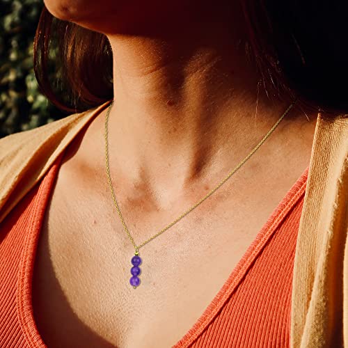 SmileBelle Crystal Necklace, Jade Necklace for Women as Anniversary Birthday Mothers Day Gifts for Women 14k Gold Black Tourmaline as Birthstone Jewelry for Girls Dainty Crystal Jewelry - color: Purple Amethyst