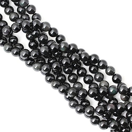 35PCS 10mm Natural Black Obsidian Gemstone Round Loose Beads Crystal Energy Stone Healing Power for DIY Jewelry Making 1 Strand 15" - color: Black Obsidian, size: 10mm