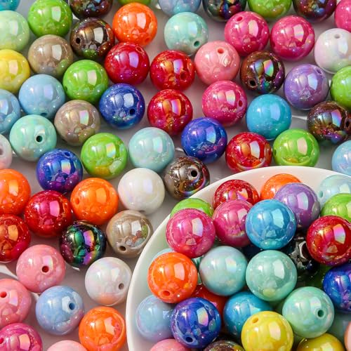 20mm Acrylic Beads 100pcs Ab Color Bead Chunky Bubblegum Beads for DIY Jewelry Making (Pink&Blue&Purple&Brown&Green) - color: pink&blue&purple&brown&green