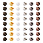 Pandahall 1Box/180pcs 6 Colors 6mm Brass Half Round Open Crimp Beads Covers Knot Covers Beads End Tips for Jewelry Makings Antique Bronze & Red Copper & Black & Silver & Golden & Platinum
