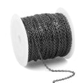66 Feet Gunmetal Stainless Steel Cable Chains Bulk, 2.5 mm 304 Stainless Steel Black Flat Cable Links Chain Roll Spool for Jewelry Making DIY Craft - color: Black, size: 2.5mm width