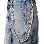 Layered Punk Pants Chain for Men Women, Gothic Hip Hop Jean Chain Wallet Chain Biker Trouser Chain, Goth Emo Fashion Keychain Accessories - color: 2L-Prickly