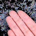 Sibba 100g Tiny Bubble Beads, Pixie Dust Mixed Sizes, Glass Microbeads Iridescent Decorative Beads for Resin Filler, Dollhouse, Nail Art and Craft Projects