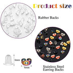 200 Pieces Stud Earring Kit, Including 50 Pieces 12 mm Stainless Steel Blank Stud 50 Rubber Back, 50 Pieces 12 mm Clear Glass Cabochons 50 Stainless Steel Earring Back for DIY Making (Mixed Color) - color: Mixed Color