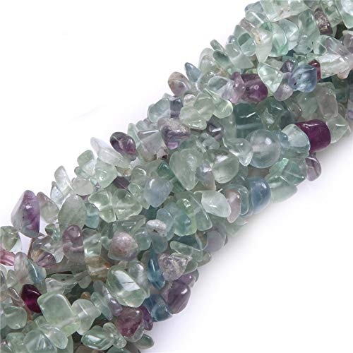 HAAMIIQII 5-8mm Natural Fluorite Chips Beads Irregular Chip Stones Loose Gemstone Beads Energy Healing Beads for Jewelry Making Strand 30 Inch - color: Fluorite