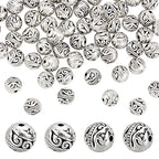 PH PandaHall 8mm Round Spacers Beads, 60pcs Tibetan Alloy Metal Charms Beads Antique Silver Metal Loose Spacer Beads for Bracelet Necklace Jewelry Making, Hole: 1.5mm - color: Round Antique Silver - 60pcs, size: 8mm