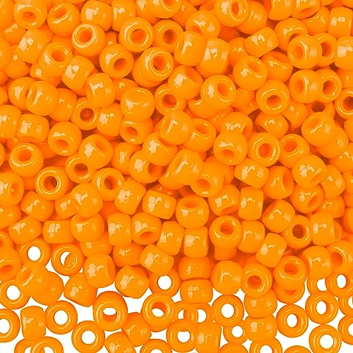 QPIXVB 1100pcs Pony Beads,Beads for Jewelry Making,Friendship Bracelet Bead Kit,Hair Beads Bead for Crafts,Bracelets Making,Necklace Keychain - color: orange beads