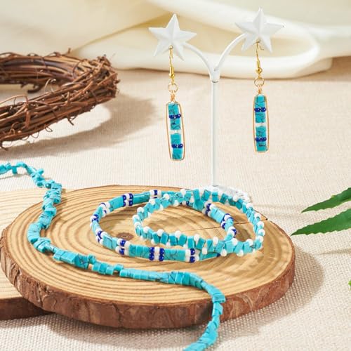 1Strand Rectangle Synthetic Turquoise Beads 2 Hole Gemstone Tila Beads Natural Stone Connector Beads for DIY Multi-Strand Necklace Bracelet Jewelry Making - color: Synthetic Turquoise