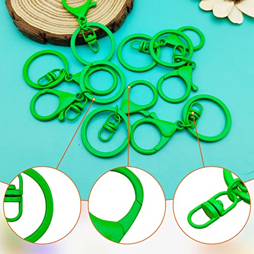 30Pcs Lobster Claw Clasps Keychain for Jewelry Making,Metal Lobster Clasp Swivel Trigger Clips with Swivel Clasps Hook Clips Flat Split Keychain Ring for DIY Craft Jewelry Making(Green) - color: Green