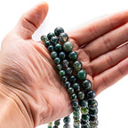 BEADIA Natural Moss Agate Stone Round Loose Semi Gemstone Beads for Jewelry Making 6MM 61PCS - color: Moss Agate, size: 6mm