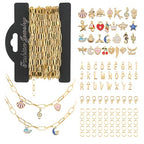 18K Gold Chain for Jewelry Making – Stainless Steel Paperclip Chain, 16.6 Feet DIY Bracelet Necklace Kit with 100 Jump Rings, 50 Clasps, 26 Letter Pendants & 30 Colorful Charms - color: 18K Gold Stainless Steel Paperclip Chain 16.6 Feet