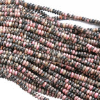 150PCS 2x4mm Natural Black Lace Rhodonite Rondelle Beads Abacus Disk Stone Beads Round Loose Spacer Gemstone Beads for DIY Bracelet Necklace Jewelry Making - color: Black Lace Rhodonite, size: 2x4mm Abacus Disk