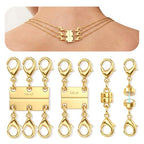GEMQUEEN Magnetic Necklace Clasps and Closures with Double Lobster Clasp : 14K Gold Plated Magnet Jewelry Layering Clasps for Necklaces Multi Magnets Bracelet Helper Necklace Extenders 4PCS - color: 14K Gold Plated -4PCS