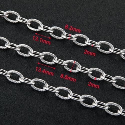 UMAOKANG 2 Yard Stainless Steel Chain for Jewelry Making Embossed Oval Link Chain Necklace DIY for Men and Women Jewelry DIY Accessories - color: Oval (Steel)