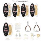 Ecoofor 18K Gold Jewelry Making Kit with Gift Box - 16.6ft 5 Rolls DIY Bracelet & Necklace Chains with 136 Pendants, Jump Rings, Lobster Clasps, Jewelry Pliers & Charm Making Kit, Christmas Gift - color: Jewelry Making Kit with Gift Box
