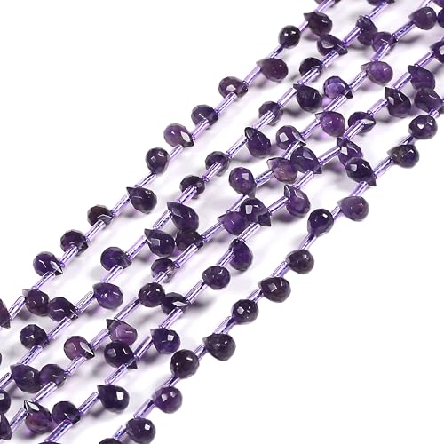 7mm Natural Amethyst Faceted Teardrop Briolette Healing Gemstone Bead Loose Beads for Jewelry Making Strand 15 Inch - color: 7mm Amethyst