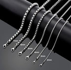 Square Rolo Chain Necklace Stainless Steel Round Box Necklace for Men Women/2mm-7mm/16Inch-36Inch - color: Stainless Steel-Silver, size: 24 Inches, style: 2 mm width
