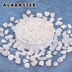 500 pcs Natural Chip Stone Beads, Alabaster 5-8 mm Irregular Gemstones Healing Crystal Loose Rocks Bead Hole Drilled for Jewelry Making Bracelet - color: Alabaster