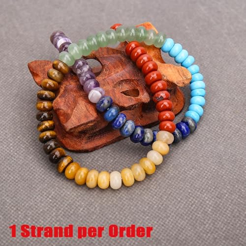 BONNY BOXX 1 Strand Natural 5 * 8mm Chakra Shade Rondelle Beads, Natural Abacus Disk Stone Beads Loose Spacer Gemstone for DIY Bracelet Necklace Jewelry Making - color: Chakra, size: 5*8MM