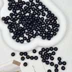 200pcs Glass Beads, 8mm Glass Beads for Barcelet and Jewelry Making DIY Crafts (Black) - color: Black