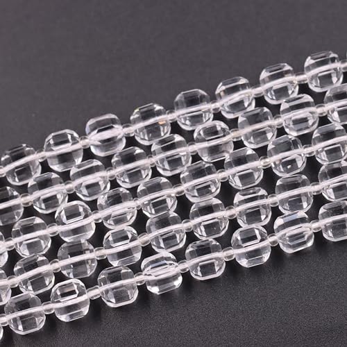 Malahill Wholesale Natural Faceted Stone Beads for Jewelry Making Sold per Bag 5 Strands Inside Cube Clear Quartz 6mm - color: clear quartz, size: Faceted Cube 6mm