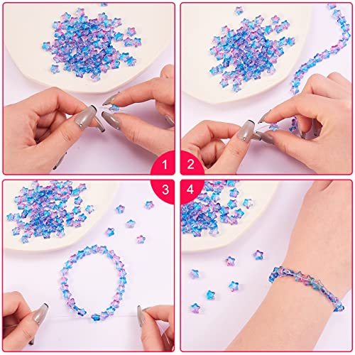 UR URLIFEHALL 100 Pcs Spray Painted Glass Star Beads with Gold Foil Drilled Glass Beads for Earring Bracelet Necklace Jewelry DIY Making - color: 100pcs-8x8.5x4mm-colorful star glass beads