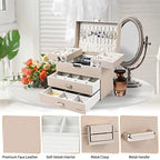 Dajasan Jewelry Organizer Box, Large Jewelry Boxes for Women Girls, Space-Saving 4 Layers Jewelry Storage Case with Drawer, Movable Metal Stand, Modern, Gift Idea (Champagne + Silver) - color: Champagne + Silver