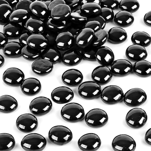 DomeStar 2LB Black Flat Glass Marbles, Decorative Marbles for Vases Aquarium Pebbles Fish Tank Rocks Vase Fillers DIY Crafts Table Scatter Decor - color: Black