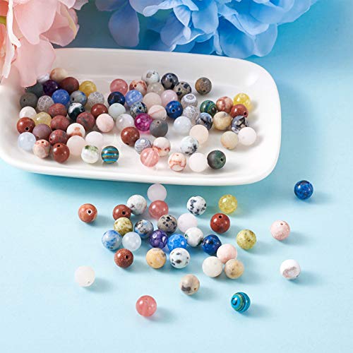 Craftdady 8mm Natural Stone Beads 250pcs Mixed Round Gemstone Quartz Agate Jasper Loose Spacer Beads for DIY Bracelet Necklace Jewelry Craft - color: Mixed Color Mixed Style