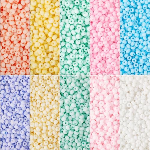 Beadthoven 6500pcs 2mm Glass Seed Beads for Jewelry Making 12/0 Pastel Candy Color Frosted Matte Opaque Round Tube Loose Pony Beads Rainbow Mini Waist Craft Beads for Bracelet Necklace Earring DIY - color: Multicolor, size: 2mm