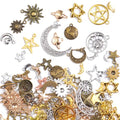 stino 100 Gram Metal Charms for Jewelry Making, Silver & Gold Plated, Bulk Pack for Bracelets, Necklaces, Crafts - color: Celestial Mixed Color