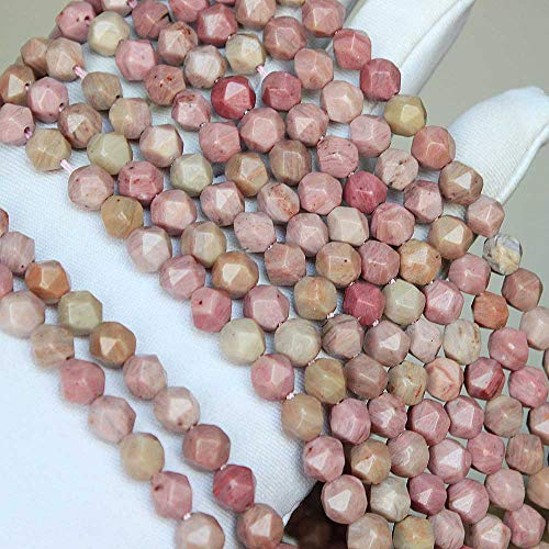 MJDCB Best Sellers Natural Stone Beads Faceted Polygon Rhodonite Crystal Energy Stone Healing Power for Jewelry Making(8mm) - color: Rhodonite