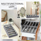 Juexica 4 Pcs Velvet Sunglasses Organizer Tray 6 Grid Sunglass Organizer Velvet Tray Stackable Glasses Display Case for Women Glasses Jewelry Display Watch (Gray) - color: Gray