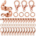 1000PCS Jewelry Making Accessories Set, 100 Lobster Claw Clasps 300 Crimp Beads Crimp Beads Clasps Caps 600 Open Jump Ring Connectors for DIY Bracelet Necklace Crafts Jewelry Making(Rose Gold) - color: Rose Gold