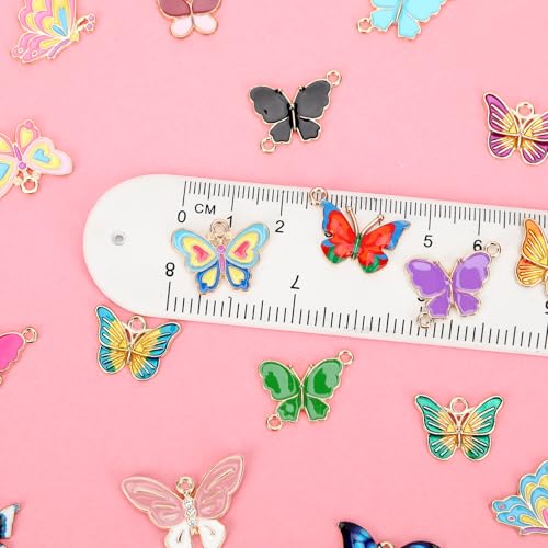 MARFOREVER 40Pcs/20 Pairs Butterfly Charms, Mixed Butterflies Charms for Jewelry Making, Assorted Enamel Butterfly Charm Pendants for Necklace Earring Bracelet Crafting - style: Butterfly
