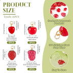 Craftdady Fruit Dangle Charms Pendants Cute Resin Food Pendants Apple Orange Pineapple Strawberry Pendants Lovely Vegetable Mushroom Charms for DIY Craft Earring Bracelet Necklace Jewelry Making - color: Red