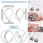 SUNNYCLUE 60Pcs 925 Sterling Silver Plated French Earring Hooks with Lever Backs for DIY Dangle Earrings - color: 1 Box 60pcs 925 Sterling Silver Plated Leverbacks