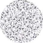 500Pcs Letter Beads 4x7mm White Round Acrylic Alphabet Beads Letter A E I O U Beads for Jewelry Making DIY Bracelets Necklaces Key Chains - color: A E I O U 500Pcs