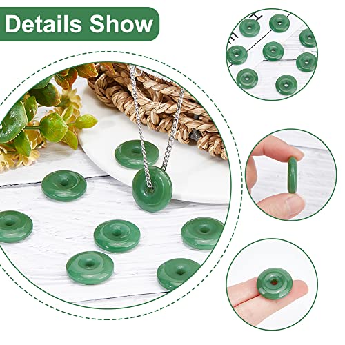 NBEADS 30 Pcs Lampwork Donut Beads, 23x5.5mm Flat Round Imitation Jade Donut Stone Beads Pendants Large Hole Disc Crystals Beads for Jewelry Making, Hole: 4mm - color: 30 Pcs Green Lampwork Beads