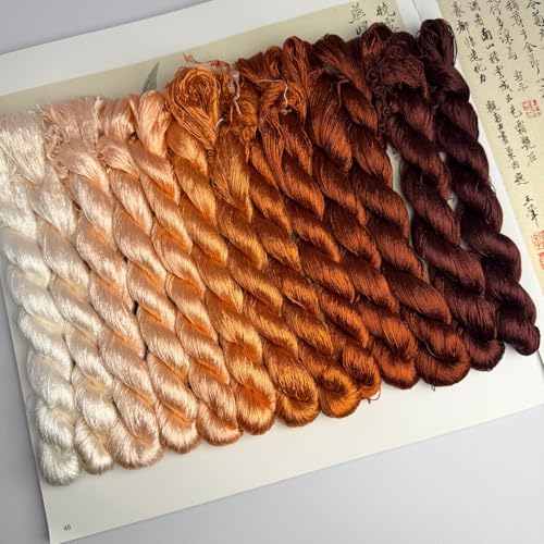 100% Nature Mulberry Handmade Embroidery Silk Thread Woven Jewelry Accessory Artificial Flowers Cross Stitch Floss DIY Sewing Kits 13 Gradient Colors 110m Each (30) - color: 30