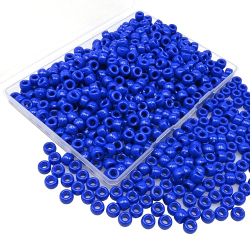 Looconi Blue Pony Beads,500pcs Dark Blue Pony Beads Bulk with Storage Box for Crafts Hair Hanukkah Friendship Holiday Party Decoration Supplies - color: DarkBlue