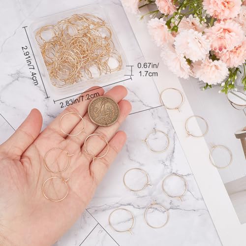 Beebeecraft 1 Box 100Pcs Hoop Earring Findings 18K Gold Plated 316 Stainless Steel Wine Glass Charms Rings with 0.7mm Pin DIY Earring Beading for Hoop Earrings Making, 20mm/0.79in - color: Gold, size: 20mm