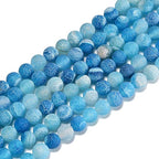 6mm Froasted Blue Agate Round Natural Gematone Loose Beads for Jewelry Making DIY 1 Strand 15" - color: Blue Froasted Agate, size: 6mm