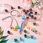 FASHEWELRY 50Pcs Vowel Letter Acrylic Beads Big Plastic Letter Blocks Charms 3D Letters Chunky Initial Alphabet Beads for Key Chains Necklace DIY Arts Craft Projects Black - color: Iridescent Black, size: Vowels