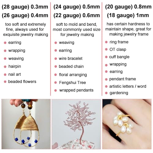 203 Feet Tarnish Resistant Copper Wires 24 Gauge/0.5mm Jewelry Craft Wires Beading Wire for Jewelry Making, Wire Wrapping and Crafting (Champagne Gold) - color: Champagne Gold, size: 24 Gauge