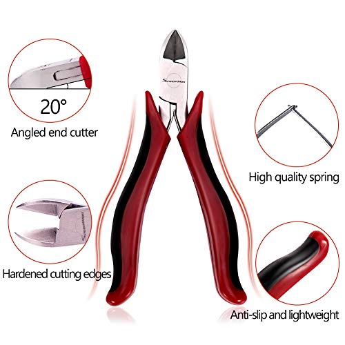 SPEEDWOX Diagonal Pliers Micro Wire Cutters 4 Inches Fine Pliers Precision Side Nipper Mini Plastic Nippers Side Cutting with Spring Angled Head Professional Jewelry Making Tools - style: Tapered Head Diagonal Pliers