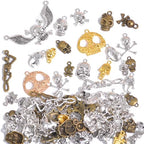 stino 100 G Mixed Style Metal Charms for Jewelry Making, Bulk Silver & Gold Plated, for Bracelet, Necklace, Earrings DIY Crafts - style: Skull