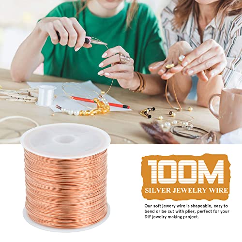 [328 Feet]28 Gauge Craft Wire Jewelry Wire 100M/0.3mm Rose Gold Plated Thin Brass Wire Soft Metal Wire Bulk for Jewelry Making - color: Rose gold, size: 0.3mm