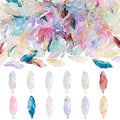 Beadthoven 144Pcs 12 Colors Glass Leaf Beads Mixed Transparent Gold Foil Feather Leaf Bead Charm Colorful Long Leaves Plant Spacers for Necklaces Earrings Key Chains DIY Jewelry Making - color: Feather Leaf Gold Foil
