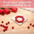 240Pcs Red Wood Beads 16mm for Craft Large Hole Wood Beads Hole: 6mm - color: Red